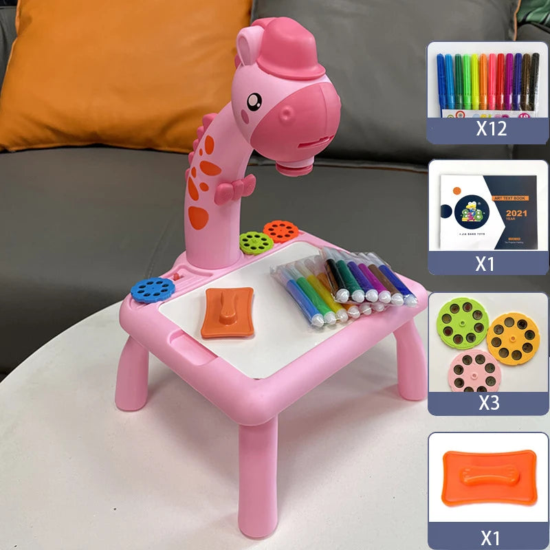 Kids LED Projector Learning Drawing Table